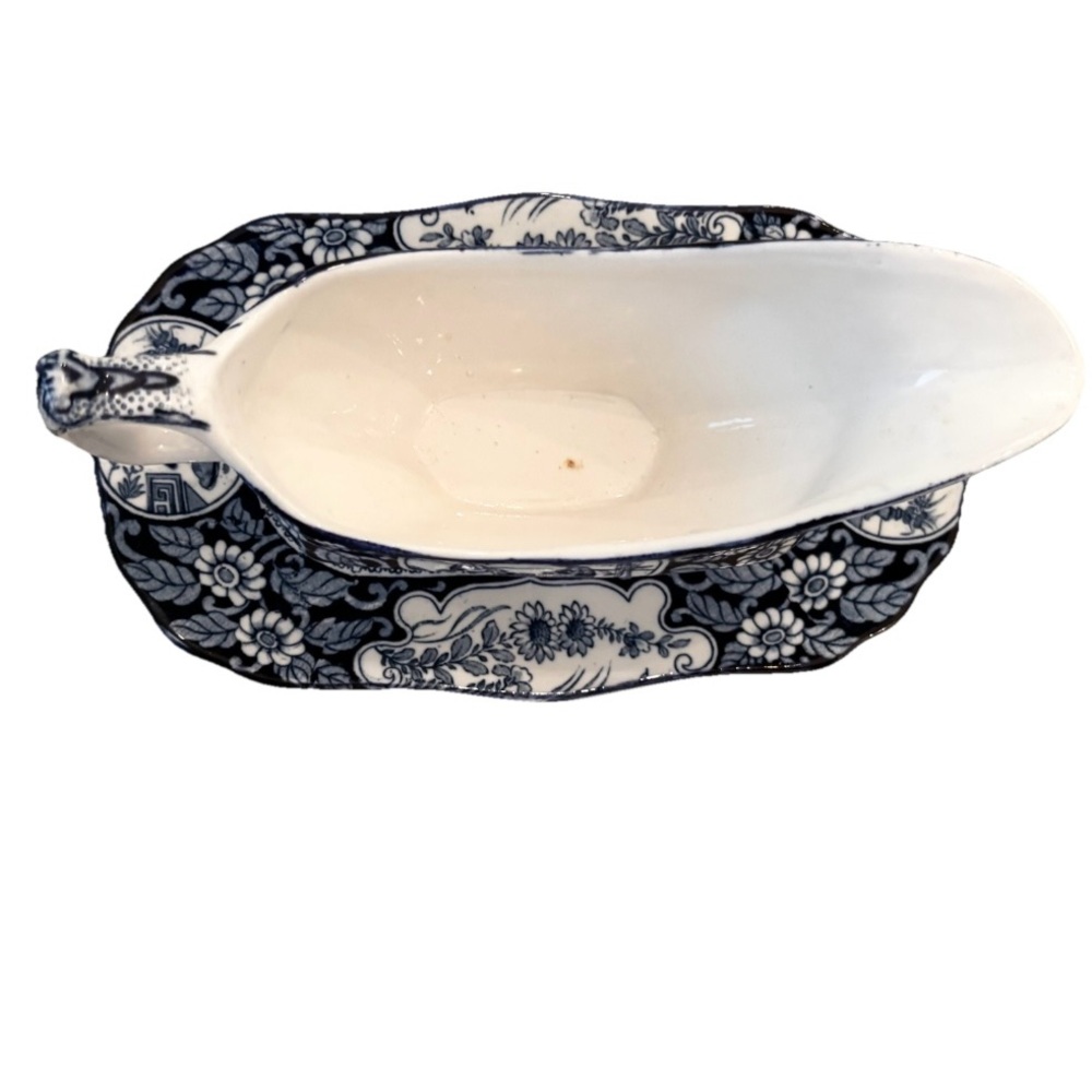 Wood & Sons Khotan Gravy Boat w/ An Attached Underplate Antique Dining - Picture 3 of 6